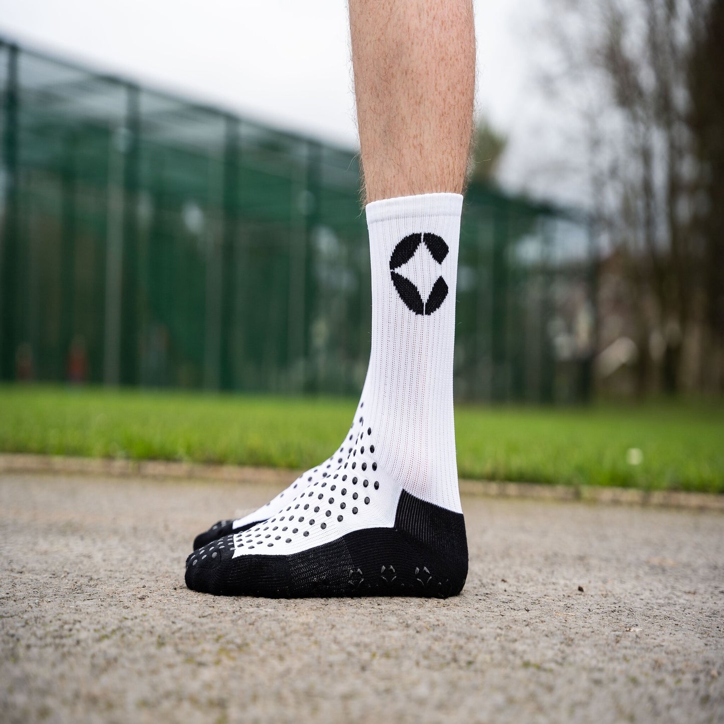 360 Degree Grip Socks -  White and Black Logo