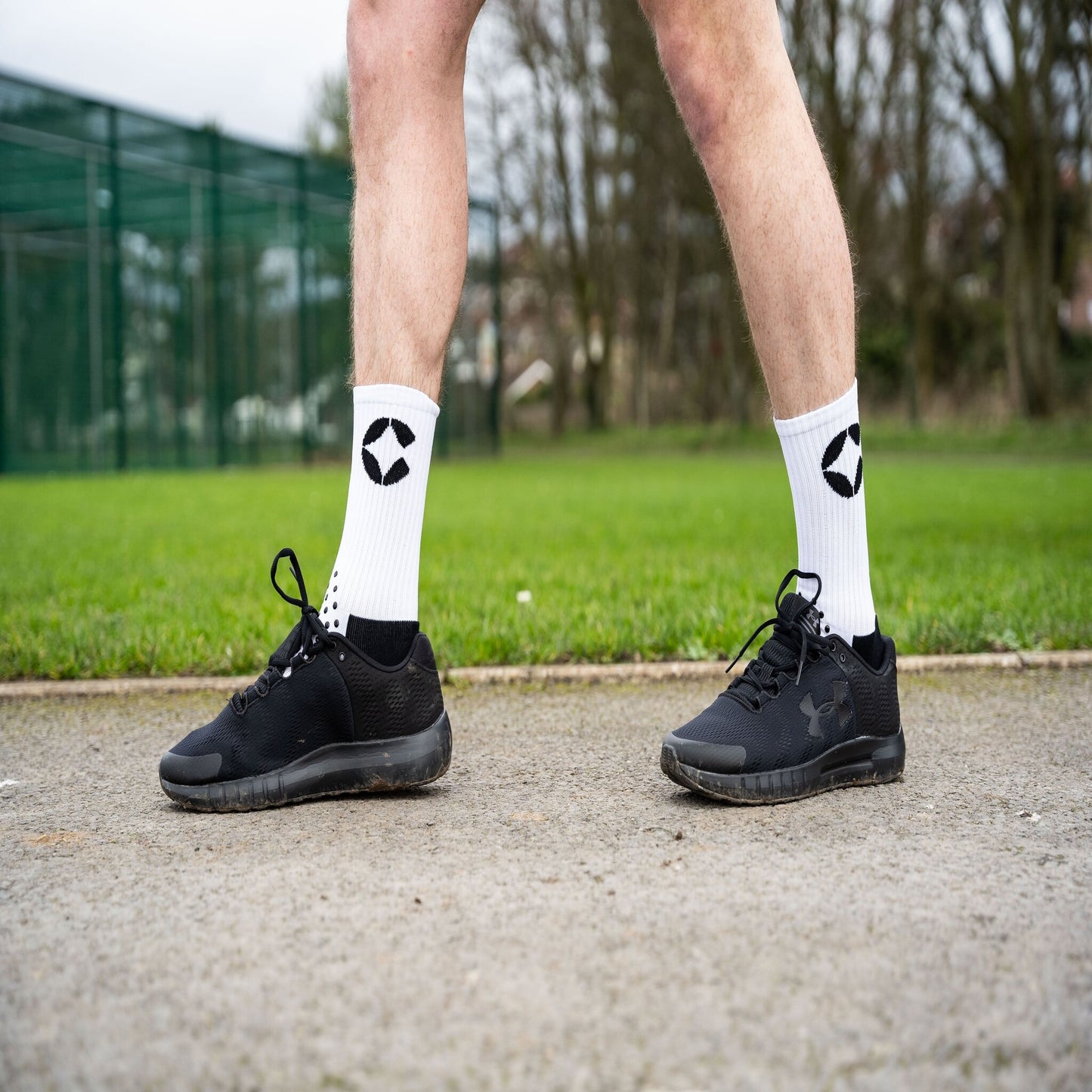 360 Degree Grip Socks -  White and Black Logo