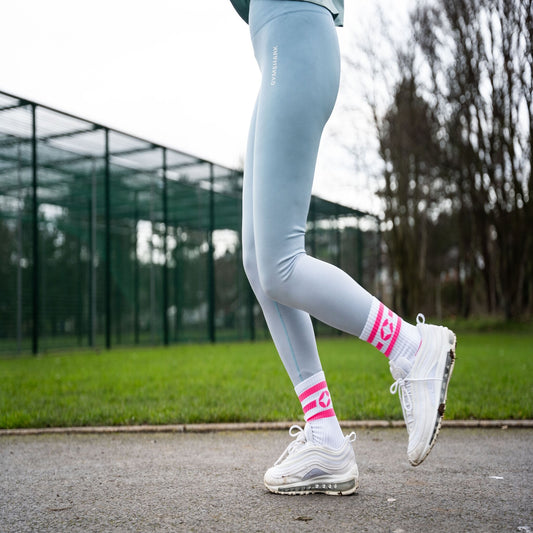 360 Degree Grip Socks - Pink and White
