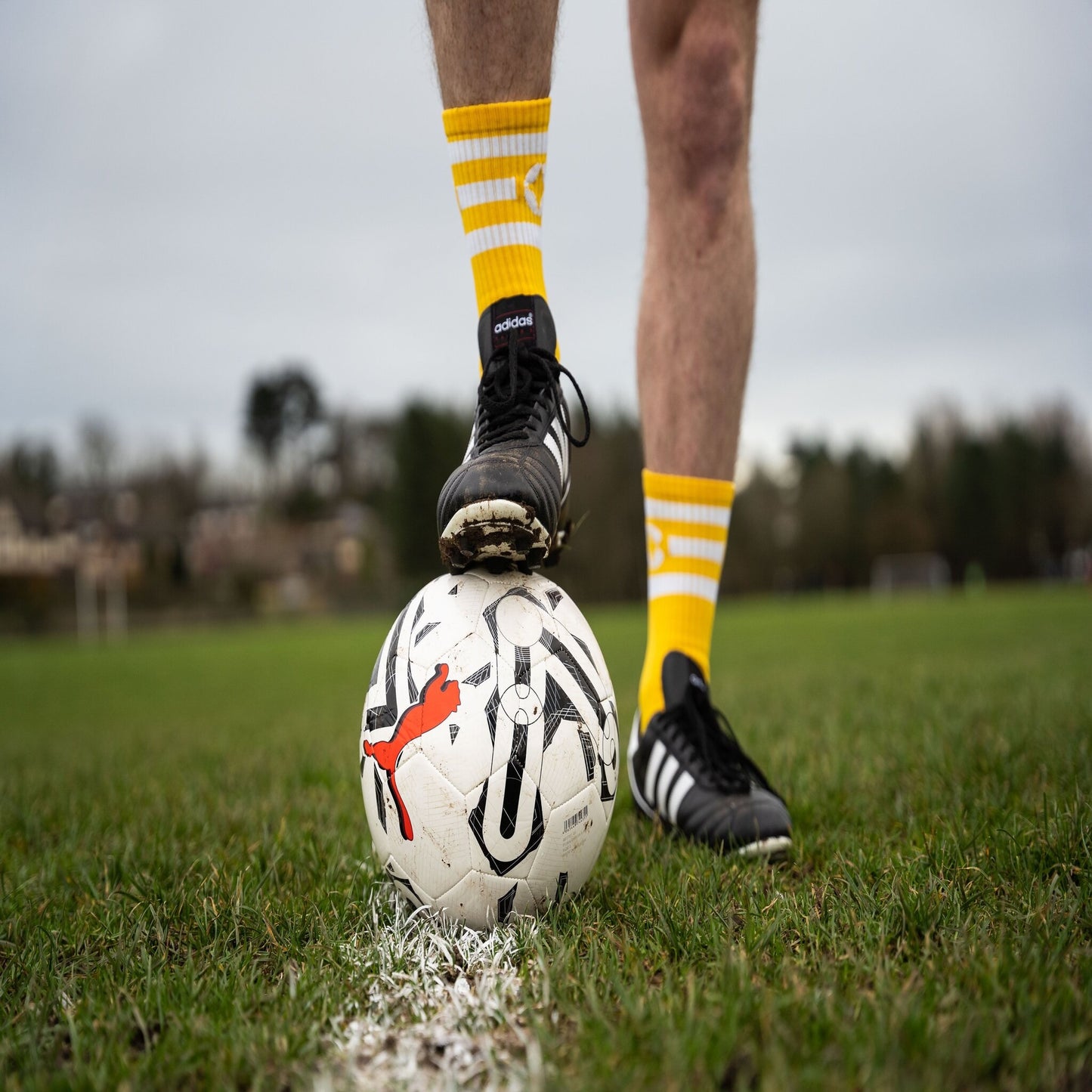 360 Degree Grip Socks - Yellow and White